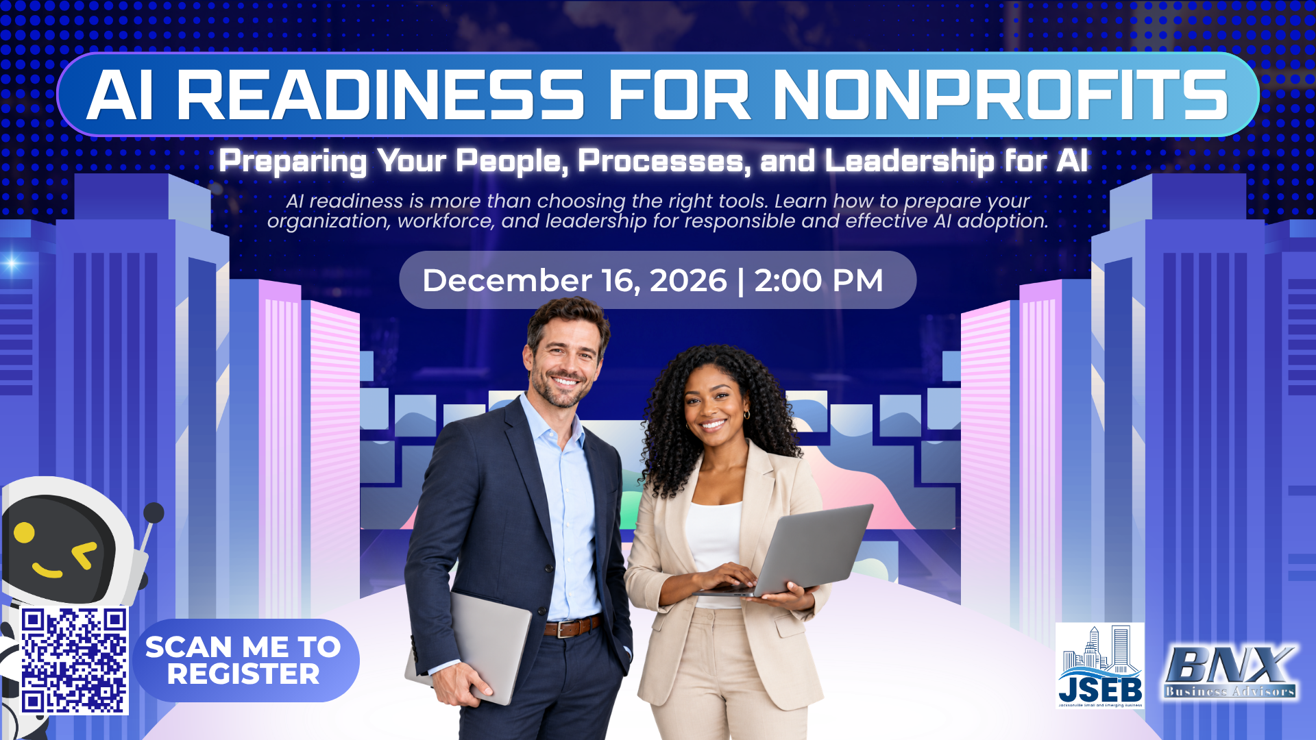 JSEB and BNX nonprofit workshop flyer for December
