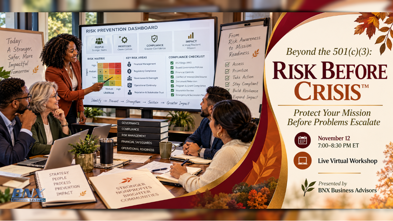 Risk Before Crisis nonprofit workshop, November 12